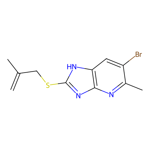 6-Bromo-5-methyl-2-(2-methyl-allylsulfanyl)-3H-imidazo[4,5-b]pyridine structure