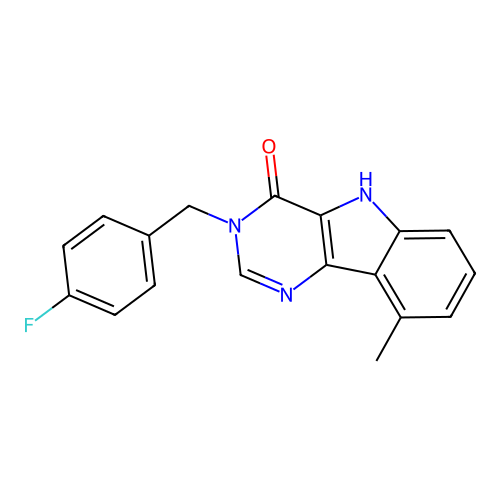 3-(4-fluorobenzyl)-9-methyl-3,5-dihydro-4H-pyrimido[5,4-b]indol-4-one structure
