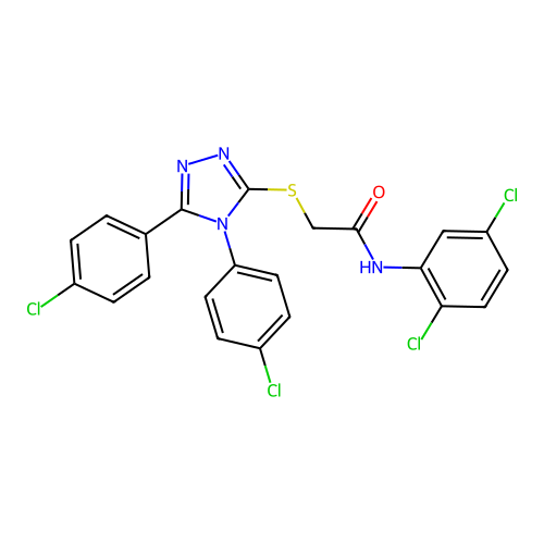 2-[[4,5-bis(4-chlorophenyl)-1,2,4-triazol-3-yl]sulfanyl]-N-(2,5-dichlorophenyl)acetamide structure