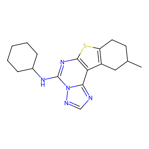 N-cyclohexyl-10-methyl-8,9,10,11-tetrahydro[1]benzothieno[3,2-e][1,2,4]triazolo[1,5-c]pyrimidin-5-amine structure
