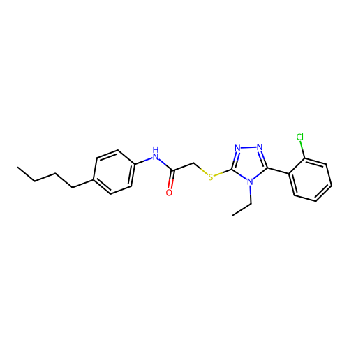 N-(4-butylphenyl)-2-[[5-(2-chlorophenyl)-4-ethyl-1,2,4-triazol-3-yl]sulfanyl]acetamide structure