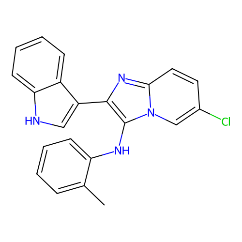 6-chloro-2-(1H-indol-3-yl)-N-(2-methylphenyl)imidazo[1,2-a]pyridin-3-amine structure