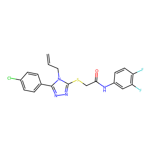 2-[[5-(4-chlorophenyl)-4-prop-2-enyl-1,2,4-triazol-3-yl]sulfanyl]-N-(3,4-difluorophenyl)acetamide structure