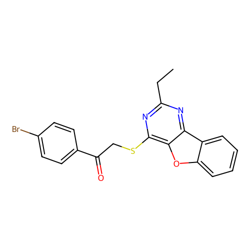 1-(4-Bromophenyl)-2-[(2-ethyl[1]benzofuro[3,2-d]pyrimidin-4-yl)sulfanyl]ethanone structure