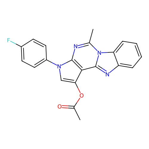 3-(4-fluorophenyl)-5-methyl-3H-benzo[4,5]imidazo[1,2-c]pyrrolo[3,2-e]pyrimidin-1-yl acetate structure