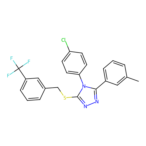 4-(4-chlorophenyl)-3-(3-methylphenyl)-5-[[3-(trifluoromethyl)phenyl]methylsulfanyl]-1,2,4-triazole structure