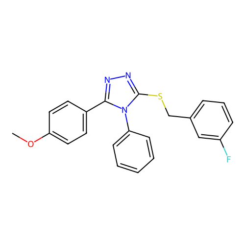 3-[(3-fluorophenyl)methylsulfanyl]-5-(4-methoxyphenyl)-4-phenyl-1,2,4-triazole structure