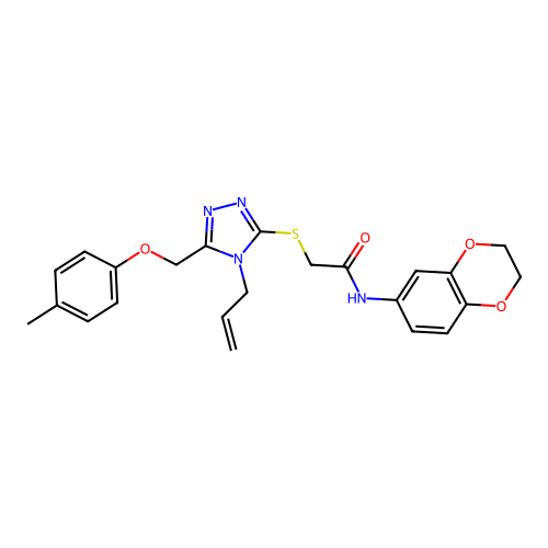 2-((4-allyl-5-((p-tolyloxy)methyl)-4H-1,2,4-triazol-3-yl)thio)-N-(2,3-dihydrobenzo[b][1,4]dioxin-6-yl)acetamide structure