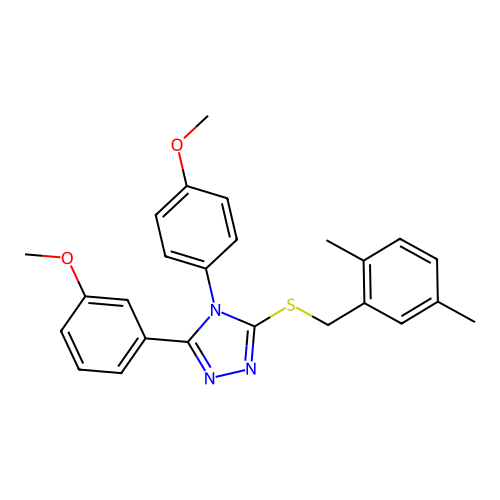 3-[(2,5-dimethylphenyl)methylsulfanyl]-5-(3-methoxyphenyl)-4-(4-methoxyphenyl)-1,2,4-triazole structure
