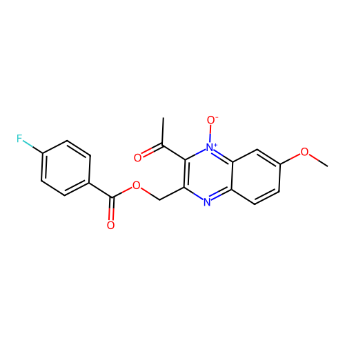 (3-Acetyl-6-methoxy-4-oxidoquinoxalin-4-ium-2-yl)methyl 4-fluorobenzoate structure