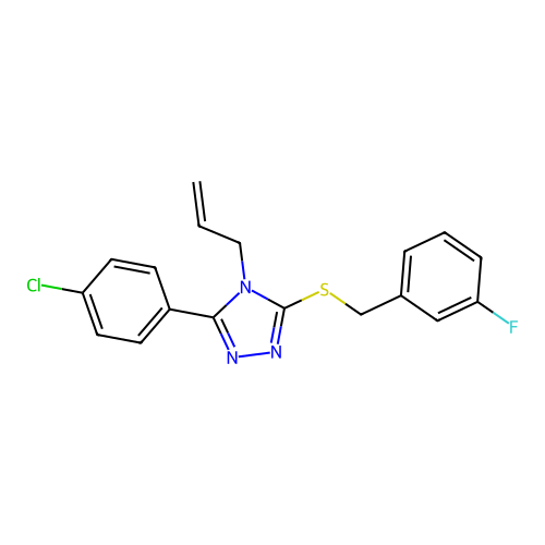 5-(4-Chlorophenyl)-3-[(3-fluorophenyl)methylthio]-4-prop-2-enyl-1,2,4-triazole structure