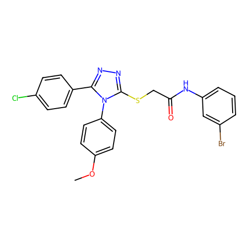 N-(3-bromophenyl)-2-[[5-(4-chlorophenyl)-4-(4-methoxyphenyl)-1,2,4-triazol-3-yl]sulfanyl]acetamide structure
