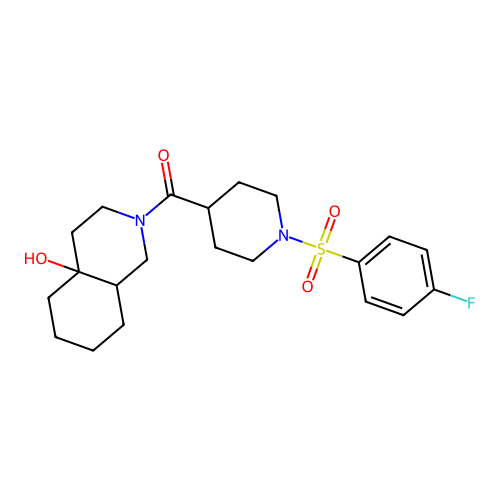 (1-((4-fluorophenyl)sulfonyl)piperidin-4-yl)(4a-hydroxyoctahydroisoquinolin-2(1H)-yl)methanone structure