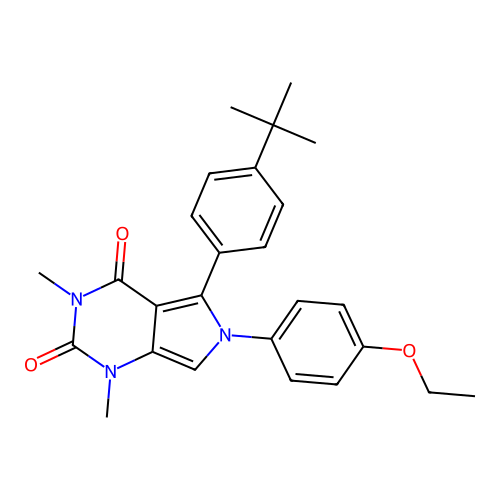5-(4-tert-butylphenyl)-6-(4-ethoxyphenyl)-1,3-dimethylpyrrolo[3,4-d]pyrimidine-2,4-dione structure