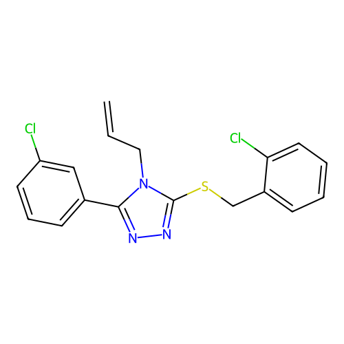 5-(3-Chlorophenyl)-3-[(2-chlorophenyl)methylthio]-4-prop-2-enyl-1,2,4-triazole structure