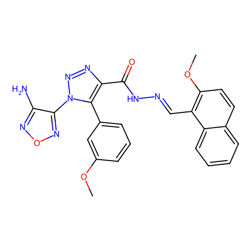 (E)-1-(4-amino-1,2,5-oxadiazol-3-yl)-N'-((2-methoxynaphthalen-1-yl)methylene)-5-(3-methoxyphenyl)-1H-1,2,3-triazole-4-carbohydrazide structure
