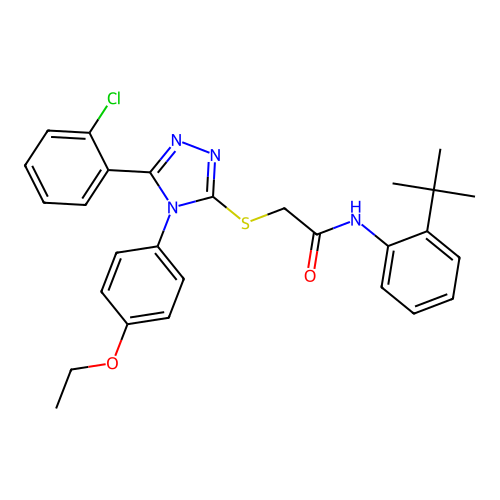 N-(2-tert-butylphenyl)-2-{[5-(2-chlorophenyl)-4-(4-ethoxyphenyl)-4H-1,2,4-triazol-3-yl]sulfanyl}acetamide structure