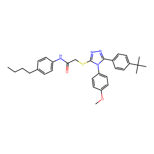 N-(4-butylphenyl)-2-{[5-(4-tert-butylphenyl)-4-(4-methoxyphenyl)-4H-1,2,4-triazol-3-yl]sulfanyl}acetamide structure
