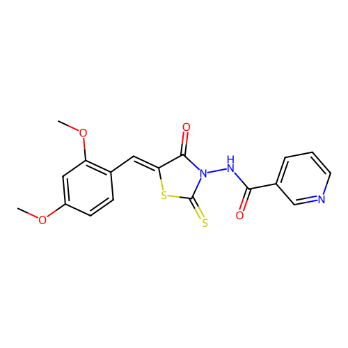 (Z)-N-(5-(2,4-dimethoxybenzylidene)-4-oxo-2-thioxothiazolidin-3-yl)nicotinamide structure