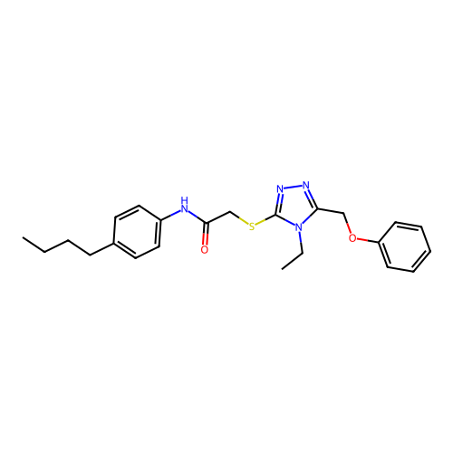 N-(4-butylphenyl)-2-{[4-ethyl-5-(phenoxymethyl)-4H-1,2,4-triazol-3-yl]sulfanyl}acetamide structure