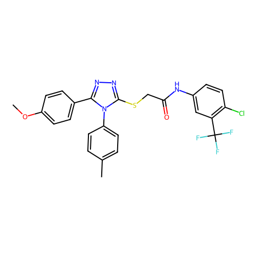 N-[4-chloro-3-(trifluoromethyl)phenyl]-2-{[5-(4-methoxyphenyl)-4-(4-methylphenyl)-4H-1,2,4-triazol-3-yl]sulfanyl}acetamide structure