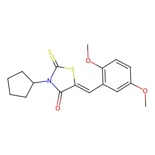 (5Z)-3-cyclopentyl-5-(2,5-dimethoxybenzylidene)-2-thioxo-1,3-thiazolidin-4-one structure