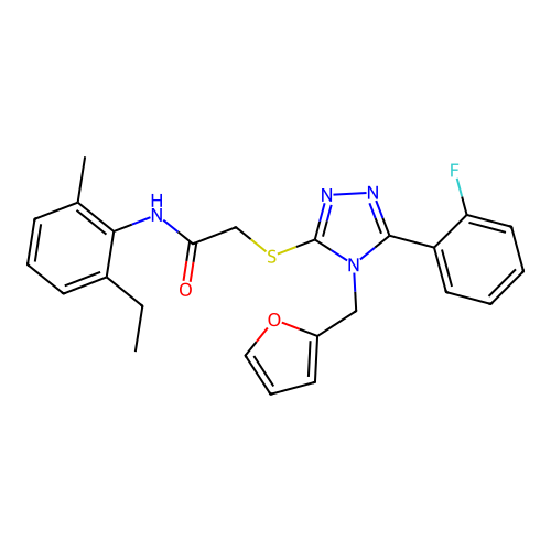 N-(2-ethyl-6-methylphenyl)-2-{[5-(2-fluorophenyl)-4-(furan-2-ylmethyl)-4H-1,2,4-triazol-3-yl]sulfanyl}acetamide structure