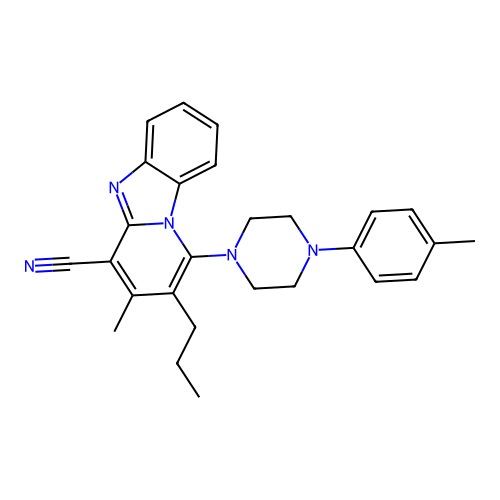 3-methyl-1-[4-(4-methylphenyl)piperazin-1-yl]-2-propylpyrido[1,2-a]benzimidazole-4-carbonitrile structure