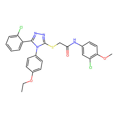 N-(3-chloro-4-methoxyphenyl)-2-{[5-(2-chlorophenyl)-4-(4-ethoxyphenyl)-4H-1,2,4-triazol-3-yl]sulfanyl}acetamide structure