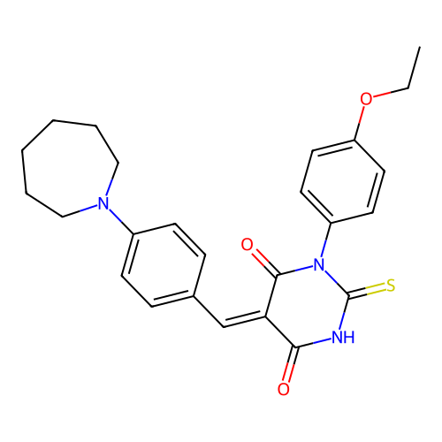 (5Z)-5-[[4-(azepan-1-yl)phenyl]methylidene]-1-(4-ethoxyphenyl)-2-sulfanylidene-1,3-diazinane-4,6-dione structure