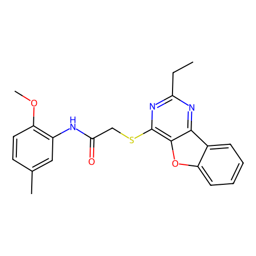 2-((2-ethylbenzofuro[3,2-d]pyrimidin-4-yl)thio)-N-(2-methoxy-5-methylphenyl)acetamide structure