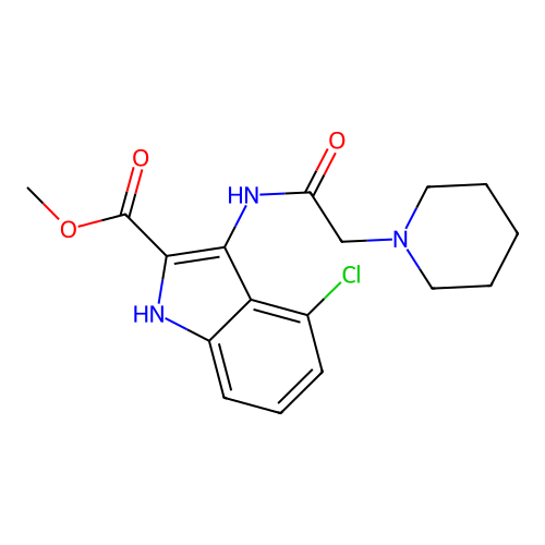 methyl 4-chloro-3-[(piperidin-1-ylacetyl)amino]-1H-indole-2-carboxylate structure