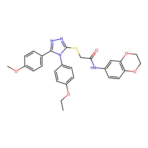 N-(2,3-dihydro-1,4-benzodioxin-6-yl)-2-{[4-(4-ethoxyphenyl)-5-(4-methoxyphenyl)-4H-1,2,4-triazol-3-yl]sulfanyl}acetamide structure