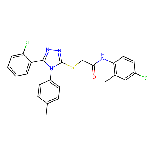 N-(4-chloro-2-methylphenyl)-2-{[5-(2-chlorophenyl)-4-(4-methylphenyl)-4H-1,2,4-triazol-3-yl]sulfanyl}acetamide structure