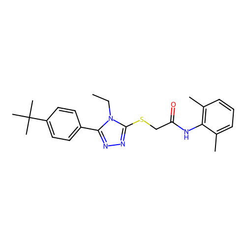 2-((5-(4-(tert-butyl)phenyl)-4-ethyl-4H-1,2,4-triazol-3-yl)thio)-N-(2,6-dimethylphenyl)acetamide structure