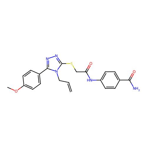 4-[({[5-(4-methoxyphenyl)-4-(prop-2-en-1-yl)-4H-1,2,4-triazol-3-yl]sulfanyl}acetyl)amino]benzamide structure