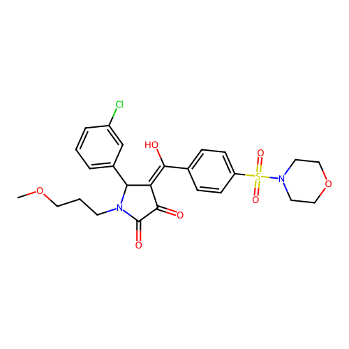 (4E)-5-(3-chlorophenyl)-4-[hydroxy-(4-morpholin-4-ylsulfonylphenyl)methylidene]-1-(3-methoxypropyl)pyrrolidine-2,3-dione structure