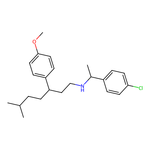 N-[1-(4-chlorophenyl)ethyl]-3-(4-methoxyphenyl)-6-methylheptan-1-amine structure
