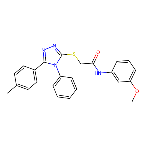 N-(3-methoxyphenyl)-2-[[5-(4-methylphenyl)-4-phenyl-1,2,4-triazol-3-yl]sulfanyl]acetamide structure