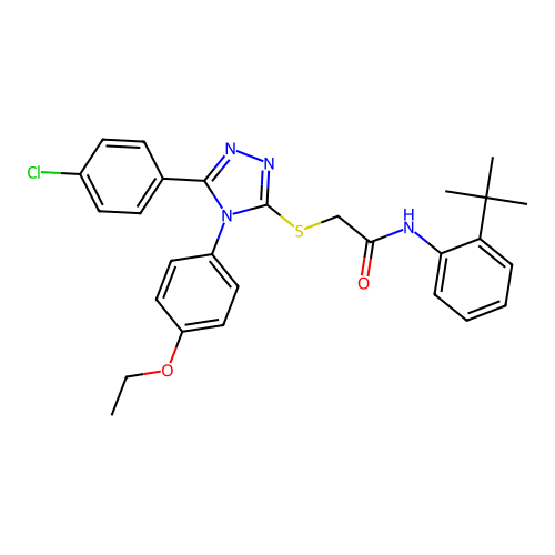 N-(2-tert-butylphenyl)-2-{[5-(4-chlorophenyl)-4-(4-ethoxyphenyl)-4H-1,2,4-triazol-3-yl]sulfanyl}acetamide structure