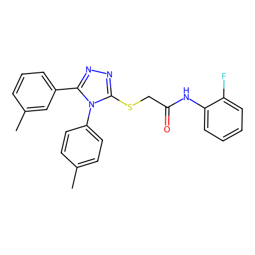 N-(2-fluorophenyl)-2-[[5-(3-methylphenyl)-4-(4-methylphenyl)-1,2,4-triazol-3-yl]sulfanyl]acetamide structure