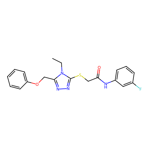 2-{[4-ethyl-5-(phenoxymethyl)-4H-1,2,4-triazol-3-yl]sulfanyl}-N-(3-fluorophenyl)acetamide structure