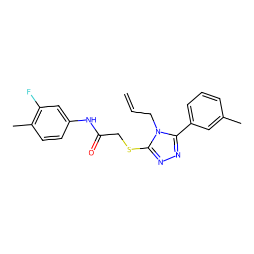 N-(3-fluoro-4-methylphenyl)-2-{[5-(3-methylphenyl)-4-(prop-2-en-1-yl)-4H-1,2,4-triazol-3-yl]sulfanyl}acetamide structure