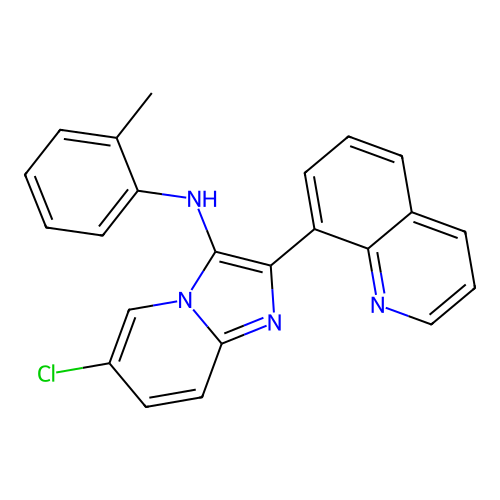 6-chloro-N-(2-methylphenyl)-2-(quinolin-8-yl)imidazo[1,2-a]pyridin-3-amine structure
