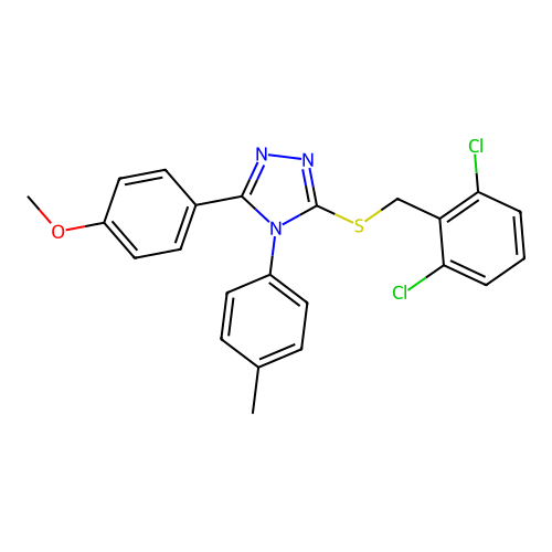 3-[(2,6-dichlorophenyl)methylsulfanyl]-5-(4-methoxyphenyl)-4-(4-methylphenyl)-1,2,4-triazole structure