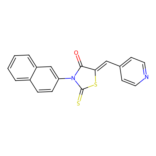 (5Z)-3-(naphthalen-2-yl)-5-(pyridin-4-ylmethylidene)-2-thioxo-1,3-thiazolidin-4-one structure