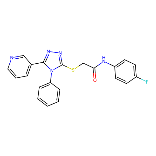 N-(4-fluorophenyl)-2-[(4-phenyl-5-pyridin-3-yl-1,2,4-triazol-3-yl)sulfanyl]acetamide structure