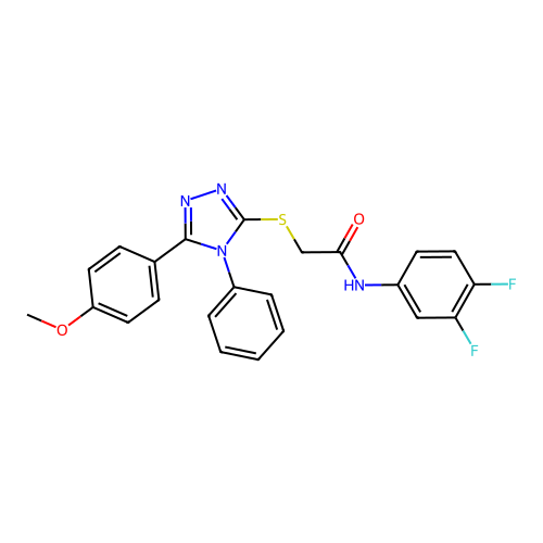 N-(3,4-difluorophenyl)-2-[[5-(4-methoxyphenyl)-4-phenyl-1,2,4-triazol-3-yl]sulfanyl]acetamide structure