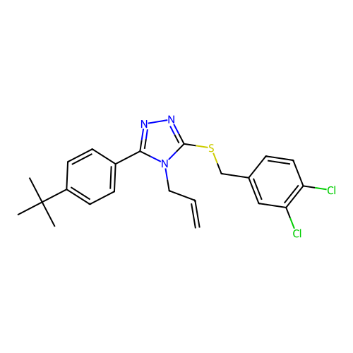 4-allyl-3-(4-(tert-butyl)phenyl)-5-((3,4-dichlorobenzyl)thio)-4H-1,2,4-triazole structure