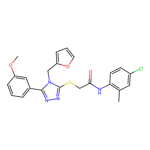 N-(4-chloro-2-methylphenyl)-2-{[4-(furan-2-ylmethyl)-5-(3-methoxyphenyl)-4H-1,2,4-triazol-3-yl]sulfanyl}acetamide structure